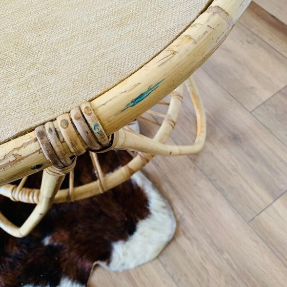 Image 1 of Vintage Rattan Dreibein Couchtisch