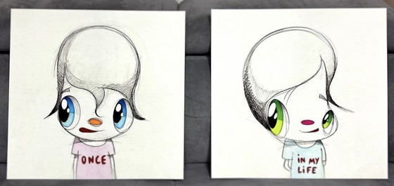 Image 1 of Javier Calleja, Once In My Life, Siebdruck-Diptychon, 2023, Málaga, mit zusätzlichem Geschenk