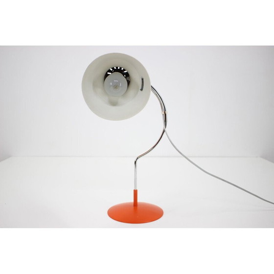 Image 1 of Paar vintage Schreibtischlampen, orange-rot, Tschechoslowakei 1960
