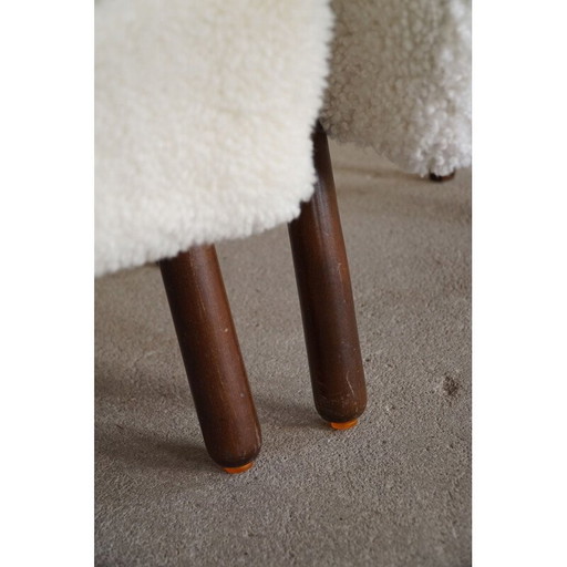 Paar Vintage-Sessel aus Lambswool und massiver Buche, Dänemark 1960