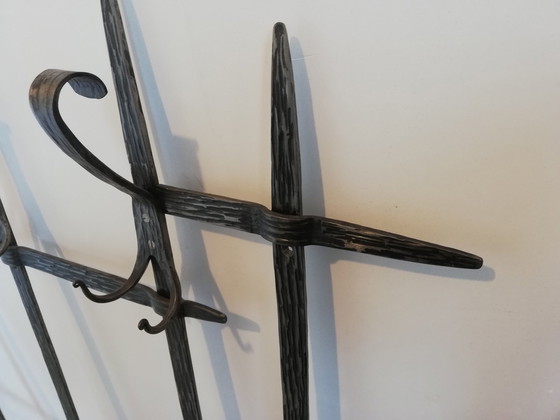 Image 1 of Mid Century Brutalist Wardrobe - Spiegel / Garderobe - Schmiedeeisen