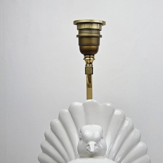 Image 1 of Vintage Taube Tischlampe aus Porzellan und Messing, Italien 1970