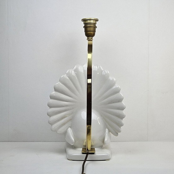 Image 1 of Vintage Taube Tischlampe aus Porzellan und Messing, Italien 1970