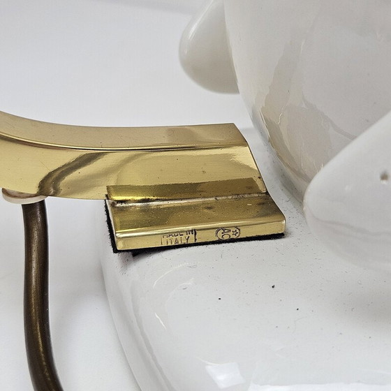Image 1 of Vintage Taube Tischlampe aus Porzellan und Messing, Italien 1970