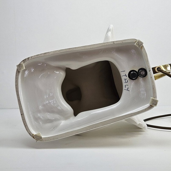 Image 1 of Vintage Taube Tischlampe aus Porzellan und Messing, Italien 1970