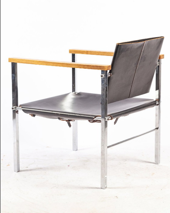 Image 1 of Kernlederstuhl Stuhl von Ernst Möckel für Wilde + Spieth, 1960er