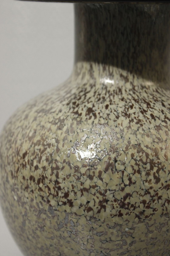 Image 1 of Paar Große Vasen Vintage Geblasenes Glas Gesprenkelt Irisiert