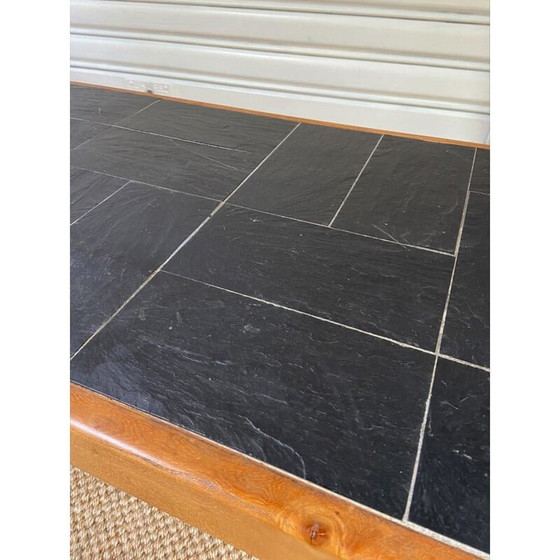 Image 1 of Alter Beistelltisch aus Ulme und Schiefer von Pierre Chapo, 1980