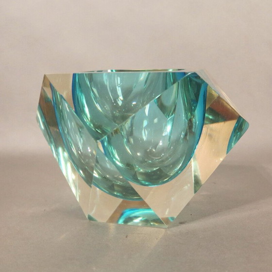 Image 1 of Schale aus facettiertem Muranoglas von Flavio Poli, 1950