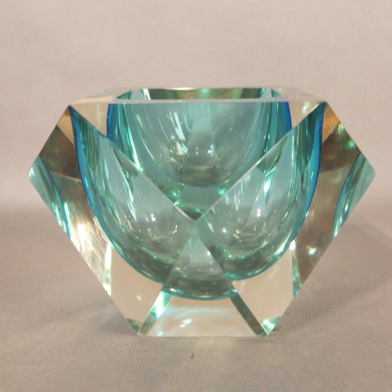 Image 1 of Schale aus facettiertem Muranoglas von Flavio Poli, 1950