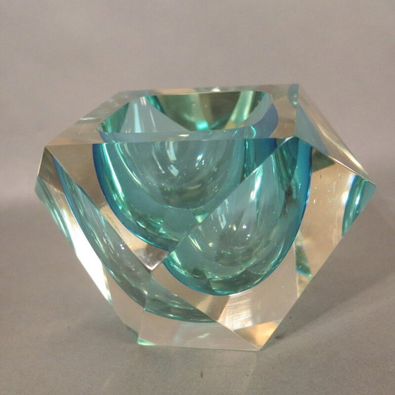 Image 1 of Schale aus facettiertem Muranoglas von Flavio Poli, 1950