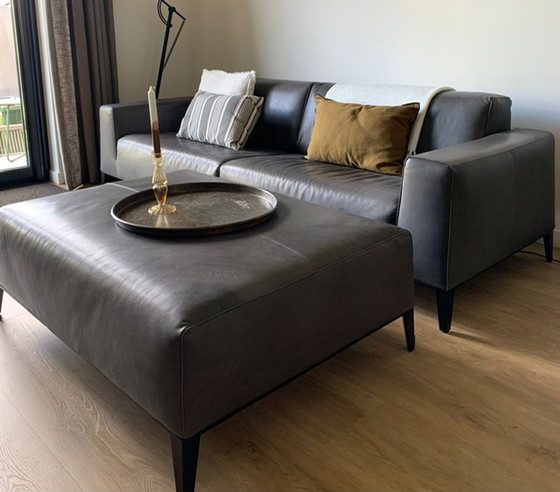 Image 1 of Molinari 3,5-sitziges Ledersofa Manuel mit Fußhocker