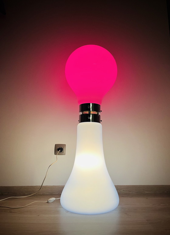 Image 1 of Blaue/weiße Birillo-Stehlampe im Mazzega-Stil