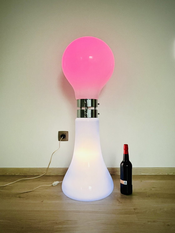 Image 1 of Blaue/weiße Birillo-Stehlampe im Mazzega-Stil