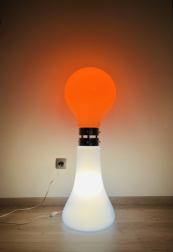 Image 1 of Blaue/weiße Birillo-Stehlampe im Mazzega-Stil