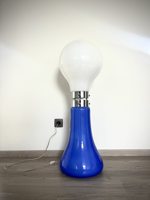 Vintage Blau/Weiß Birillo Stehlampe im Mazzega Stil