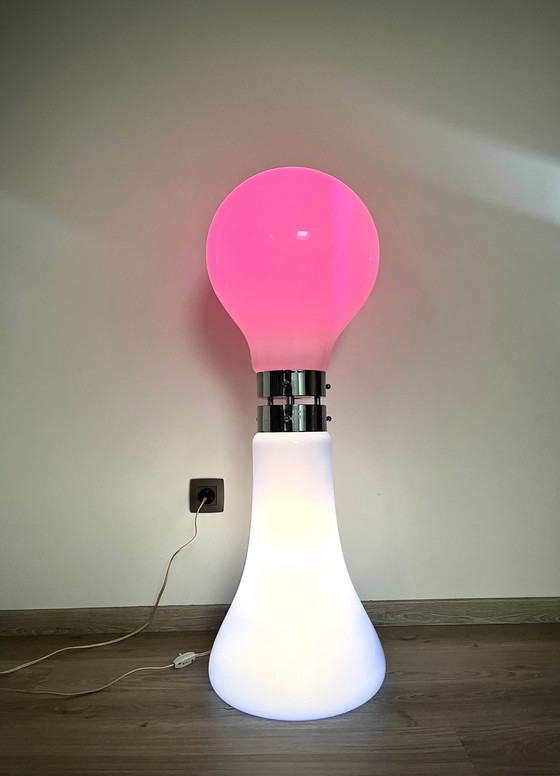 Image 1 of Blaue/weiße Birillo-Stehlampe im Mazzega-Stil