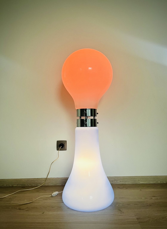 Image 1 of Blaue/weiße Birillo-Stehlampe im Mazzega-Stil