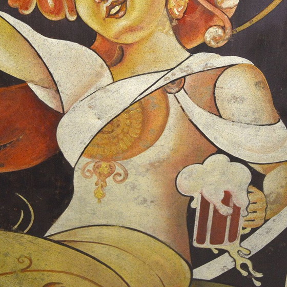 Image 1 of Vintage Art Deco bemaltes Blech "Grande Brasserie Alsacienne", 1920