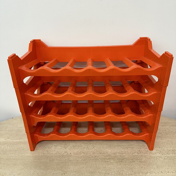 Image 1 of Vintage Weinregal orange Kunststoff 1970er Jahre Raumzeitalter