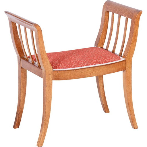 Vintage Art Deco Hocker aus massiver Eiche, Tschechoslowakei 1930