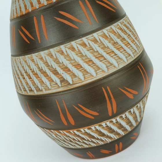 Image 1 of 1950er Jahre Akru-Keramikvase mit Sgraffito-Dekor, Modell 10 30