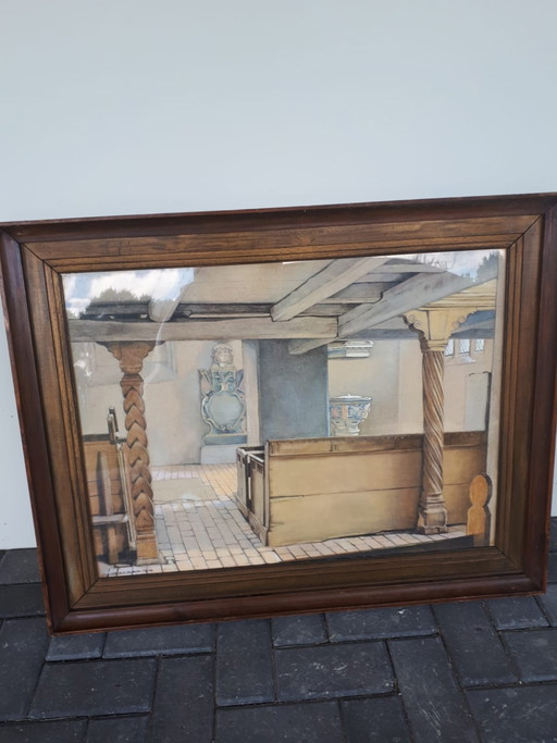 Seltenes Aquarell-Eduard Gerdes – lithos zeefdrukken, Wood