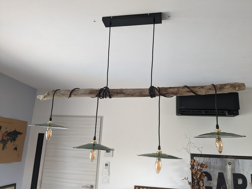 Kronleuchter aus Floatholz und Vintage-Metall
