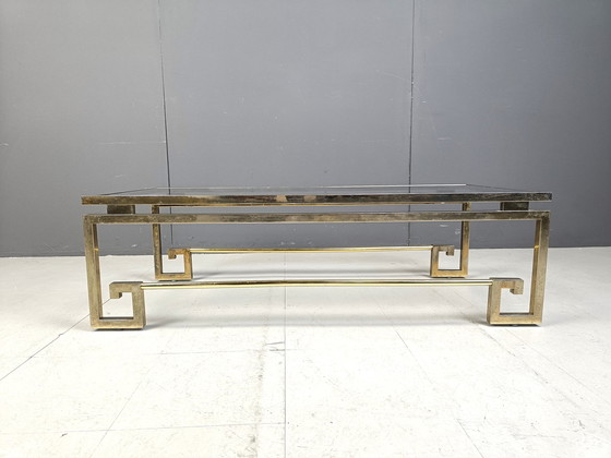 Image 1 of Vintage Messing griechischen Schlüssel Couchtisch, 1970S