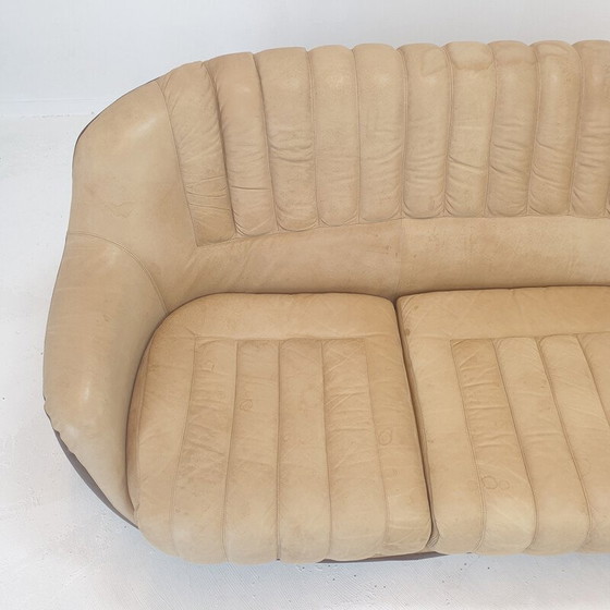 Image 1 of Vintage Leder 3-Sitz Club Sofa, Italien 1970er