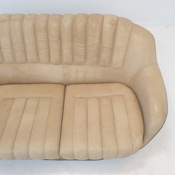 Image 1 of Vintage Leder 3-Sitz Club Sofa, Italien 1970er
