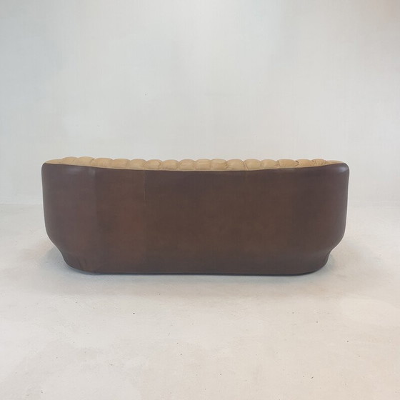 Image 1 of Vintage Leder 3-Sitz Club Sofa, Italien 1970er