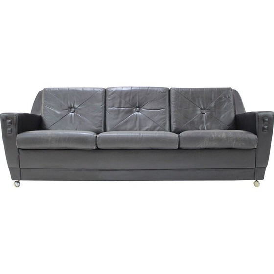 Image 1 of Mid Century Leder 3-Sitzer Sofa, Deutschland 1960er Jahre