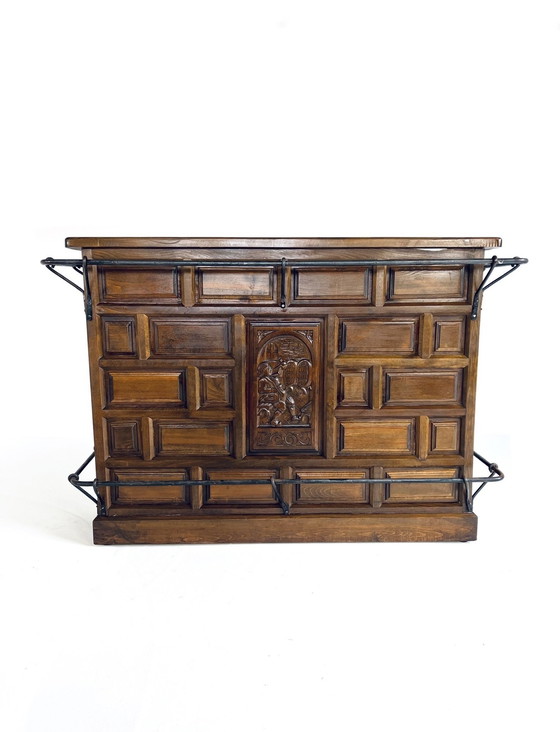 Image 1 of Brutalistische Bar + Barhocker '50