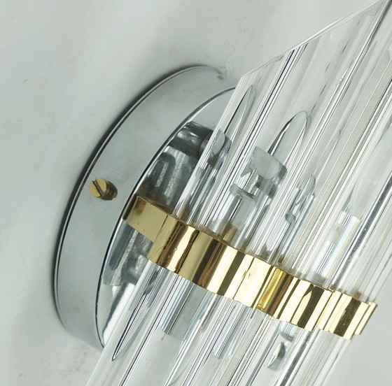 Image 1 of Wandleuchte aus Glasstäben und Metall im Hollywood-Regency-Stil