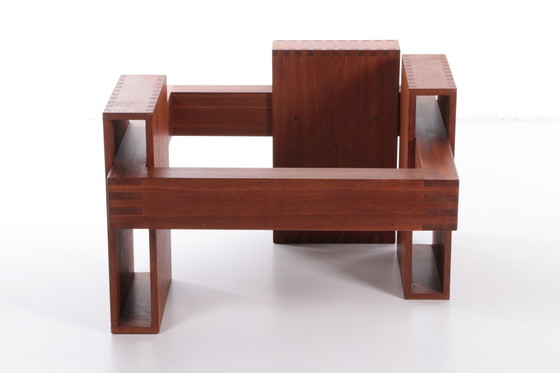 Image 1 of Französischer Brutalist Design Couchtisch aus Teakholz mit Glasplatte, 1970