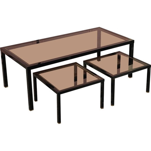 Couchtische aus schwarz lackiertem Eisen im Vintage-Stil