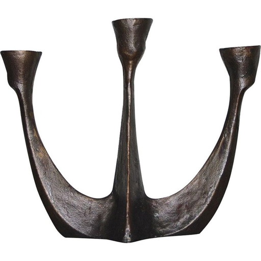 Brutalistischer Bronze-Kerzenständer von A. Lamprecht, 1950