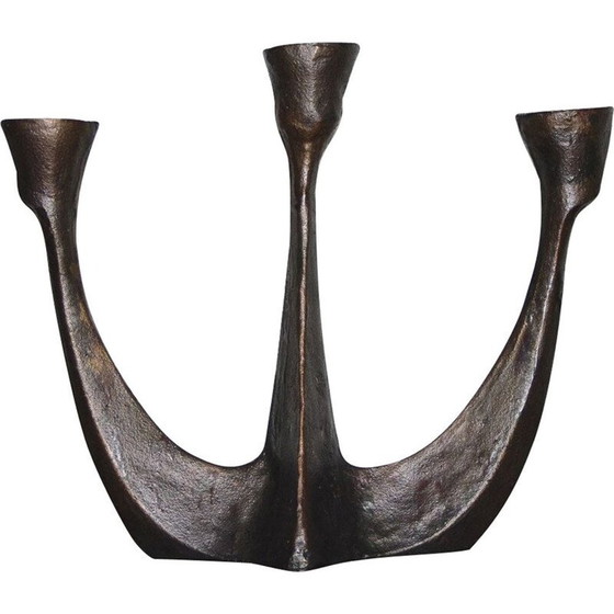 Image 1 of Brutalistischer Bronze-Kerzenständer von A. Lamprecht, 1950