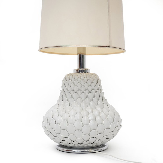 Image 1 of Weiße Keramik-Tischlampe "Artischocke", 1970er Jahre