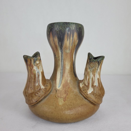 Vase Aus Steingut Signiert An Der Spitze Alfred Lebret (1871-1955)