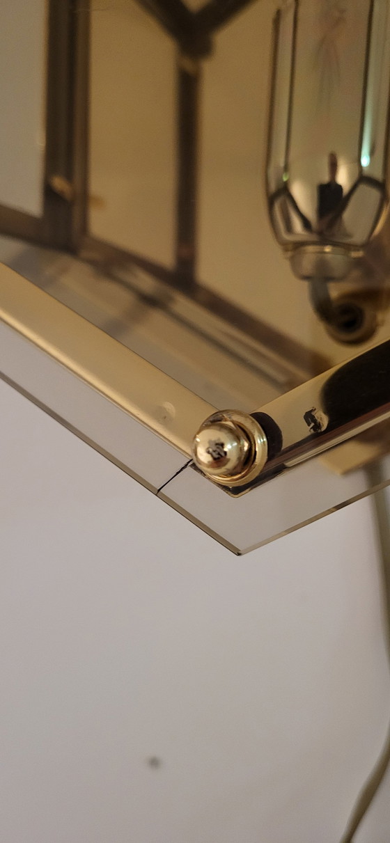 Image 1 of Sechseckige Wandlampe aus Glas im Art Deco Stil der 1980er Jahre