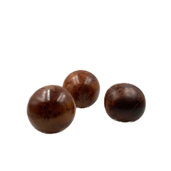 Image 1 of Satz von 3 kugelförmigen Holzskulpturen im Vintage-Stil, Frankreich 1960