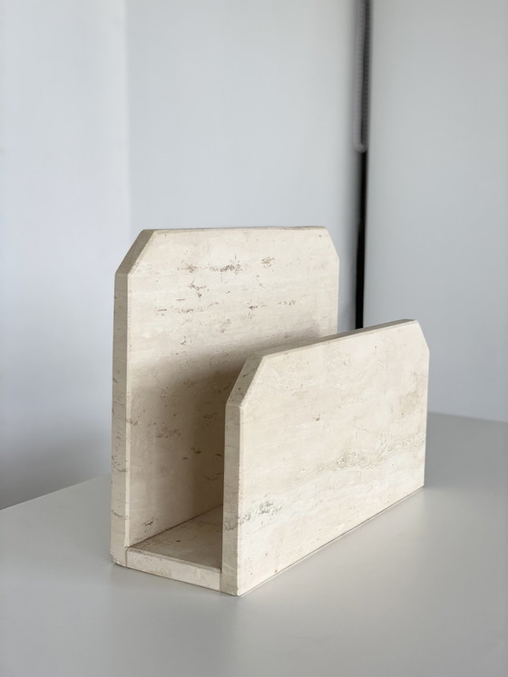 Image 1 of Vintage Zeitungskorb aus Travertin