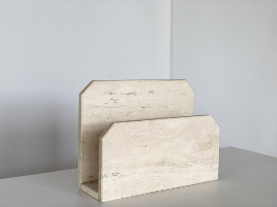 Image 1 of Vintage Zeitungskorb aus Travertin