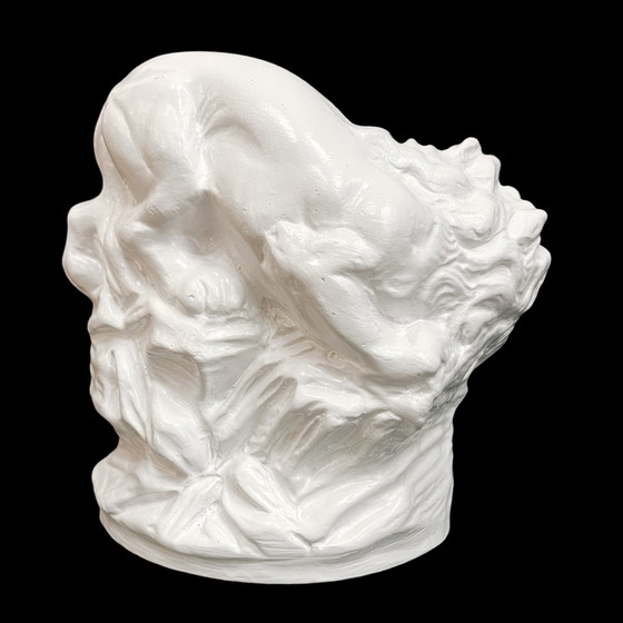 Image 1 of Weißer Ton, große Art-Déco-Löwenfigur, Tschechische Republik, frühes 20.