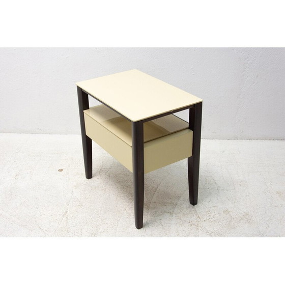 Image 1 of Vintage Nachttisch aus Buche und Glas, Tschechoslowakei 1960er Jahre