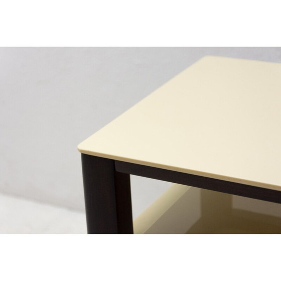 Image 1 of Vintage Nachttisch aus Buche und Glas, Tschechoslowakei 1960er Jahre