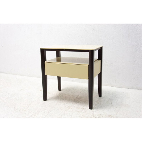 Image 1 of Vintage Nachttisch aus Buche und Glas, Tschechoslowakei 1960er Jahre