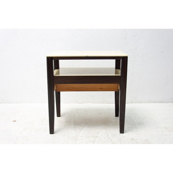 Image 1 of Vintage Nachttisch aus Buche und Glas, Tschechoslowakei 1960er Jahre